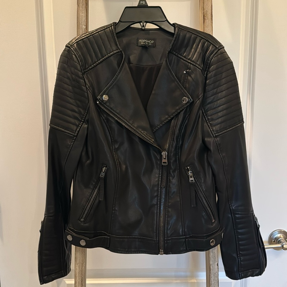 Topshop Faux Leather Moto Jacket US Size 4